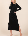 Waist Wrap Dress-with Pockets-SOLID