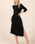 Waist Wrap Dress-with Pockets-SOLID