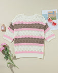 Women's Stripe Color Block Half Sleeve Sweater