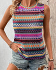 Women's Wavy Pattern Round Neck Sleeveless Top