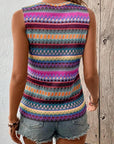 Women's Wavy Pattern Round Neck Sleeveless Top