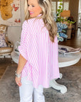 Women's Stripe Dolman Sleeve Oversize Shirt