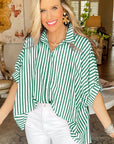 Women's Stripe Dolman Sleeve Oversize Shirt