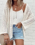 Women Hollow Out Knit Drop Shoulder Cardigan