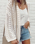 Women Hollow Out Knit Drop Shoulder Cardigan