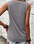 Women Black Ribbed V Neck Tank