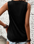 Women Black Ribbed V Neck Tank