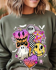 Retro Halloween Graphic Fleece Sweatshirts