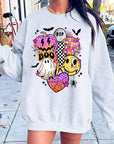 Retro Halloween Graphic Fleece Sweatshirts