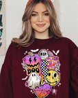 Retro Halloween Graphic Fleece Sweatshirts