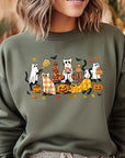 Black Cat Halloween Graphic Fleece Sweatshirts