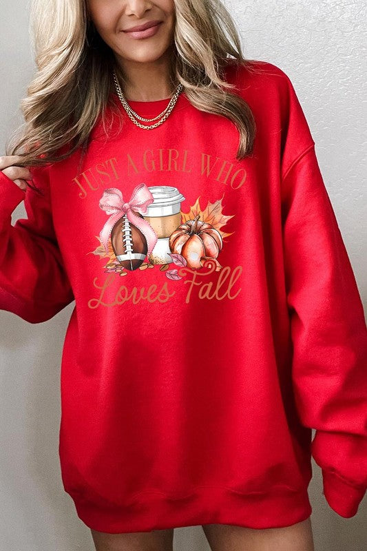 Girl Loves Fall Graphic Fleece Sweatshirts