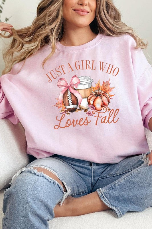 Girl Loves Fall Graphic Fleece Sweatshirts