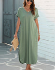 Women Hidden Pocket Splits Maxi T-shirt Dress