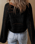 Gray Hollow-out Cable Knit Cropped Sweater