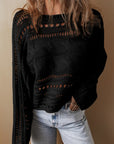 Gray Hollow-out Cable Knit Cropped Sweater