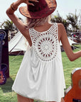 Black Bohemian Crochet Patchwork Sleeveless Tunic