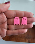 Ghost Studs - Pink Glitter