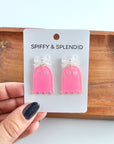 Bow Ghost Earrings - Pink Glitter