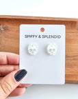 Skull Studs - White Glitter