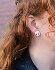 Skull Studs - White Glitter