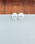 Skull Studs - White Glitter