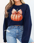 Fall Autumn Pumpkin Bow Graphic Sweatshirt