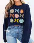 Fall Pumpkin Gourds Bows Autumn Graphic Sweatshirt