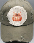 Autumn Fall Pumpkin Bow Patch Hat