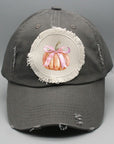 Autumn Fall Pumpkin Pink Bow Patch Hat