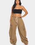 Athina Urban Chic Drawstring Denim Cargo Pants