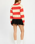 Emory Park Striped Collared Sweater Top