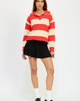 Emory Park Striped Collared Sweater Top