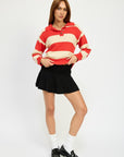 Emory Park Striped Collared Sweater Top