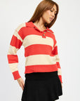 Emory Park Striped Collared Sweater Top