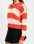 Emory Park Striped Collared Sweater Top