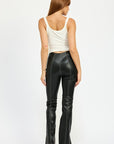 Emory Park High Waist Leather Pants with Contrasted Stitching