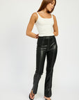 Emory Park High Waist Leather Pants with Contrasted Stitching