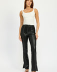 Emory Park High Waist Leather Pants with Contrasted Stitching