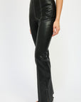 Emory Park High Waist Leather Pants with Contrasted Stitching