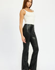 Emory Park High Waist Leather Pants with Contrasted Stitching