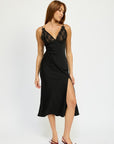 Emory Park Satin Lace Cami Midi Dress with Slit