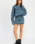 Emory Park Button Up Denim Mini Dress