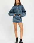 Emory Park Button Up Denim Mini Dress