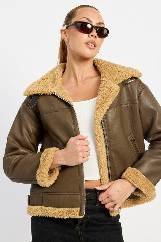 Emory Park Shearling Moto Jacket