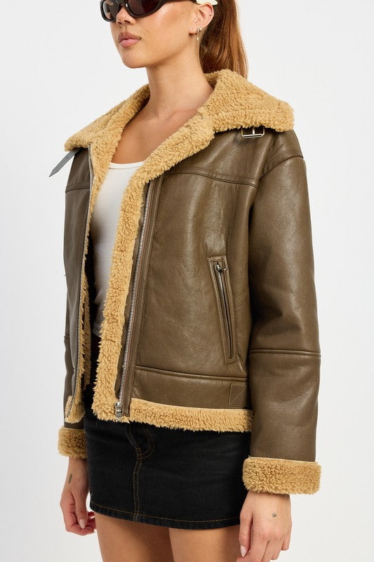 Emory Park Shearling Moto Jacket