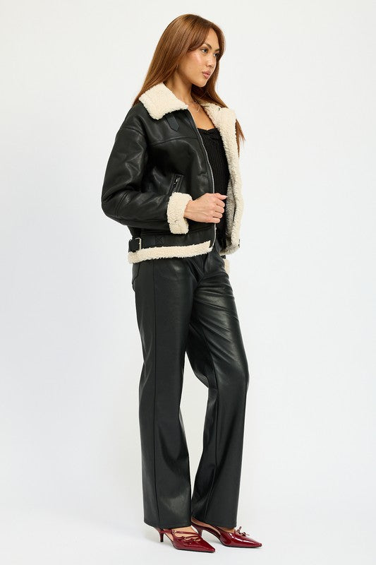 Emory Park Shearling Moto Jacket