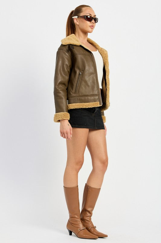 Emory Park Shearling Moto Jacket