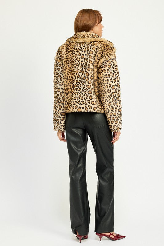 Emory Park Animal Print Furry Jacket