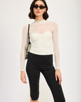 Emory Park Contrasted Sheer Ruched Top